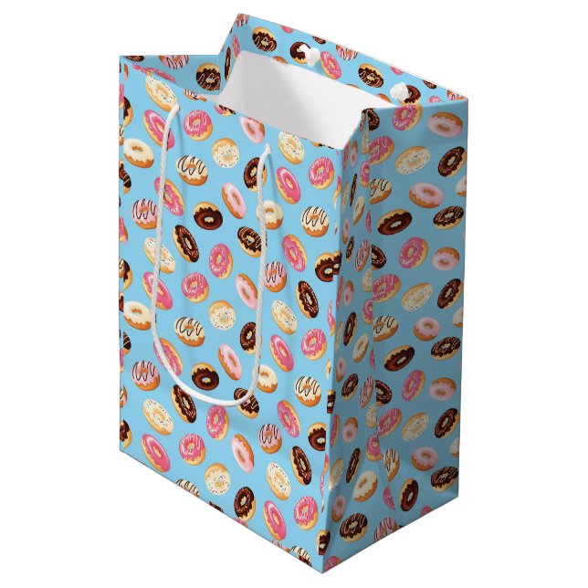 Donuts Tiled Design Mittlere Geschenktüte (Vorderseite Schrägansicht)