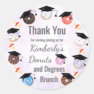 Donuts und Degrees Abschluss Brunch Vielen Dank Runder Aufkleber