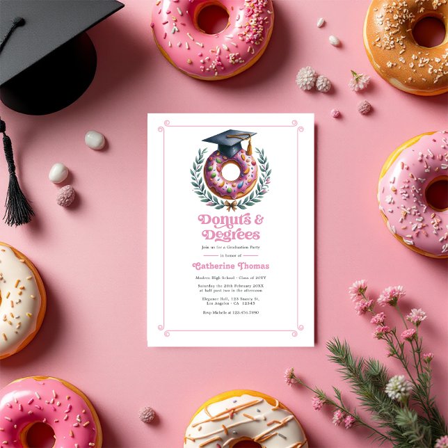 Donuts und Degrees Graduation Party Foto Einladung (Donuts and Degrees Graduation Party Photo Invitation)