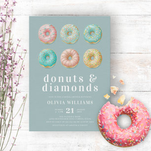 Donuts und Diamonds Chic Mint Green Brautparty Einladung