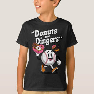 Donuts und Dingers Baseball Fan Spaß Donut T-Shirt