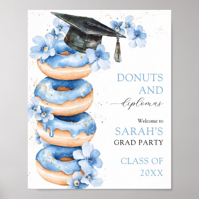 Donuts und Diplome Willkommensschild zum Schulabsc Poster (Vorne)
