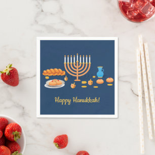 Donuts und Dreidels Hanukkah Holiday Serviette