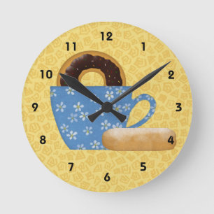 Donuts und Kaffee Wanduhr