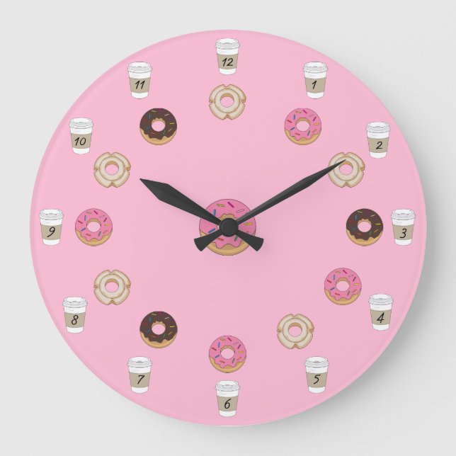 Donuts und Kaffeeküche Große Wanduhr (Vorderseite)
