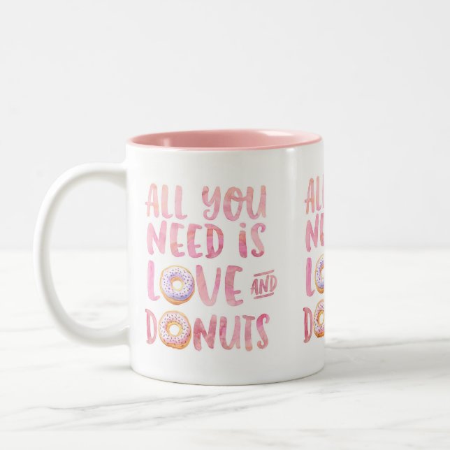 Donuts und Liebe Zweifarbige Tasse (Links)