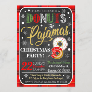 Donuts und Pajamas Weihnachtszeit Party Einladung