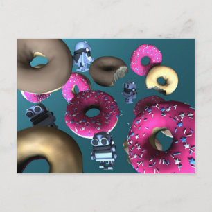 Donuts und Spielzeugroboter 03 Postkarte