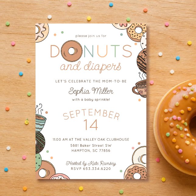 Donuts und Windeln Baby Boy Sprinkle Shower Einladung (Von Creator hochgeladen)