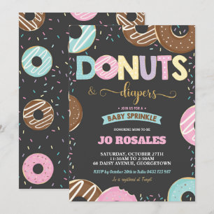 Donuts und Windeln Baby Dusche Sprinkle Doughnut Einladung
