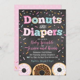 Donuts und Windeln Baby Girl Sprinkle oder Dusche Einladung
