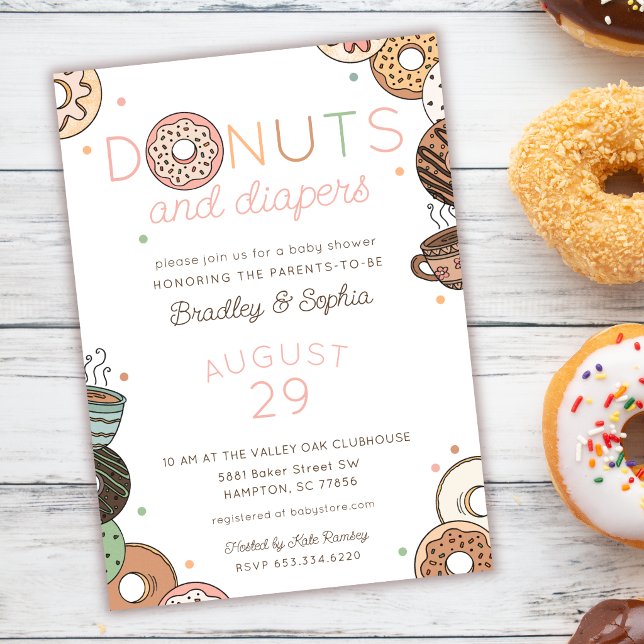 Donuts und Windeln Baby Mädchen Shower Einladung (Von Creator hochgeladen)