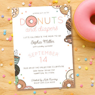 Donuts und Windeln Baby Mädchen Sprinkle Shower Einladung