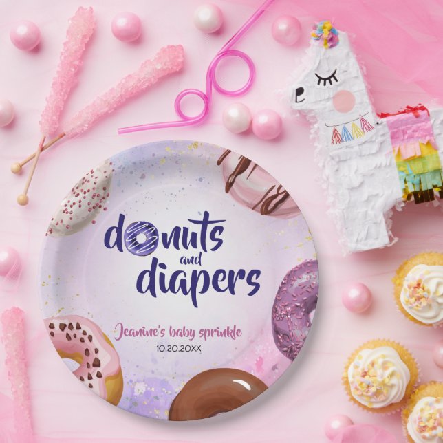 Donuts und Windeln Baby Sprinkle Dusche Pappteller (Party)