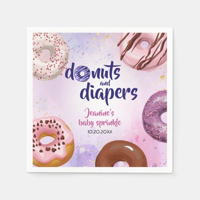 Donuts und Windeln Baby Sprinkle Dusche Serviette (Vorderseite)