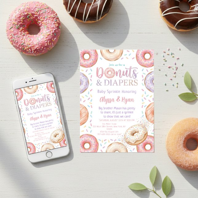 Donuts und Windeln Baby Sprinkle Pastell Einladung (Von Creator hochgeladen)