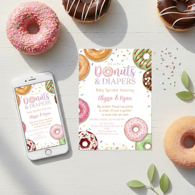 Donuts und Windeln Baby Sprinkle Pastell Einladung (Von Creator hochgeladen)