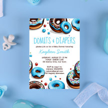 Donuts und Windeln blaubraune Babydusche