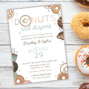 Donuts und Windeln Brunch Baby Shower Einladung