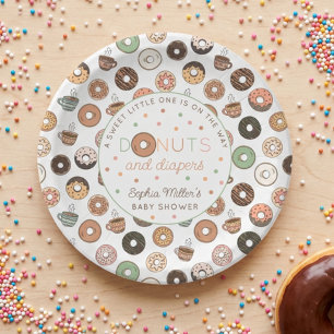Donuts und Windeln Brunch Baby Shower Pappteller