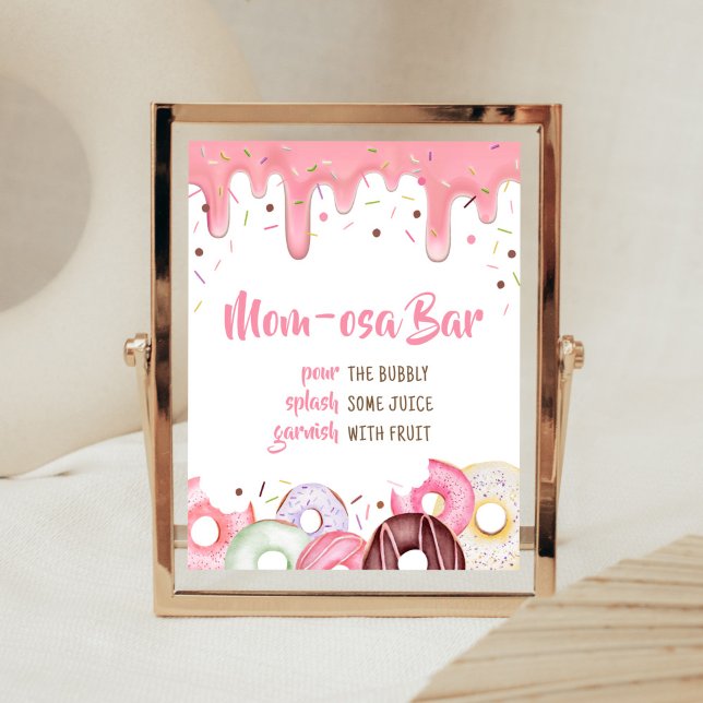 Donuts und Windeln Sprinkle Mama Osa Bar Poster (Pink Donuts Girl Baby Shower Mom Osa Bar Sign)