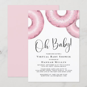 Donuts Virtual Baby Dusche Rosa Einladung