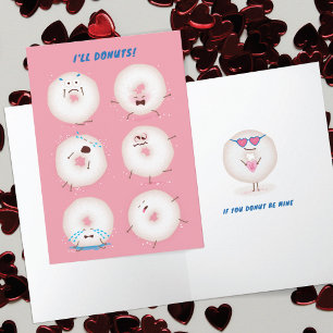 Donuts werden verrückt zum Valentinstag-Grußkarte Dankeskarte