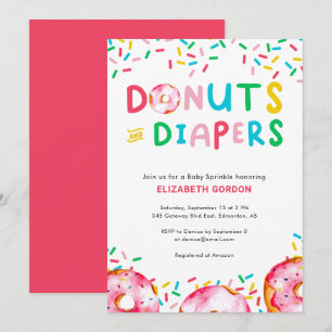 Donuts & Windeln Baby Sprinkle Cute Farbige Fun I Einladung