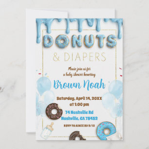 Donuts & Windeln Babyparty-Einladung   Blaue Donut Einladung