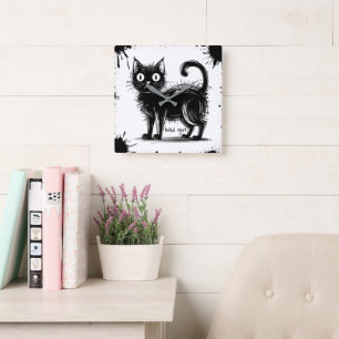 Doodkatze Quadratische Wanduhr