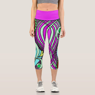 Doodle 103 Pinke abstrakte Capri Leggings