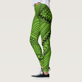 Doodle 1A Black Deep Green Leggings