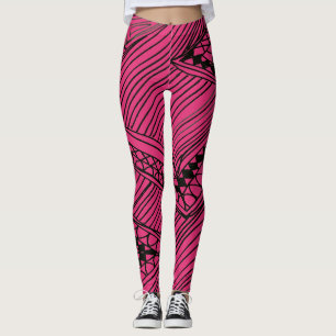 Doodle 1A Black Hot Pink Leggings