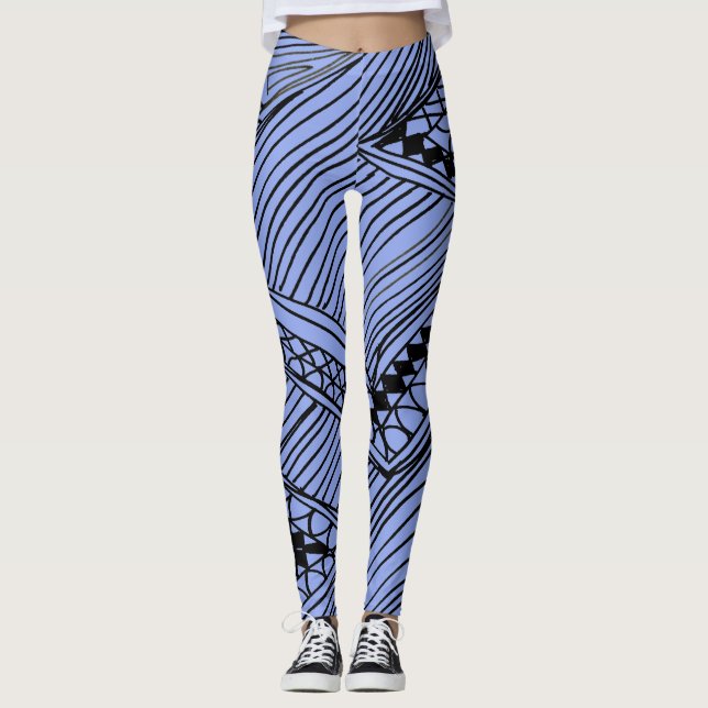 Doodle 1A Blue Light Gray Leggings (Vorderseite)