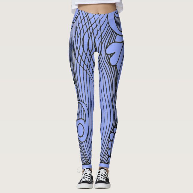 Doodle 1E Black Light Blue Leggings (Vorderseite)