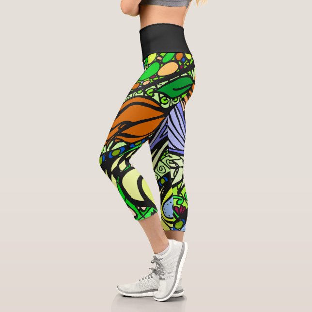 Doodle 1E Green 1 Capri Leggings (Links)