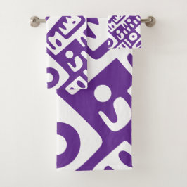 Doodle 2 von 4, lila und weiß badhandtuch set