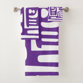 Doodle 4 von 4, lila und weiß badhandtuch set