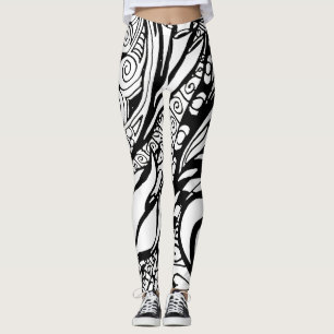 Doodle 9B Schwarz Weiße Leggings