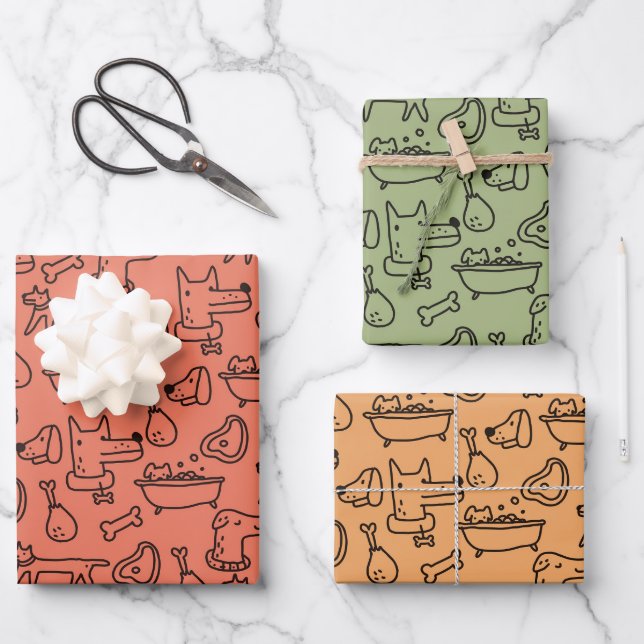 Doodle a Dogs Wrapping Paper Set Geschenkpapier Set (Vorderseite)
