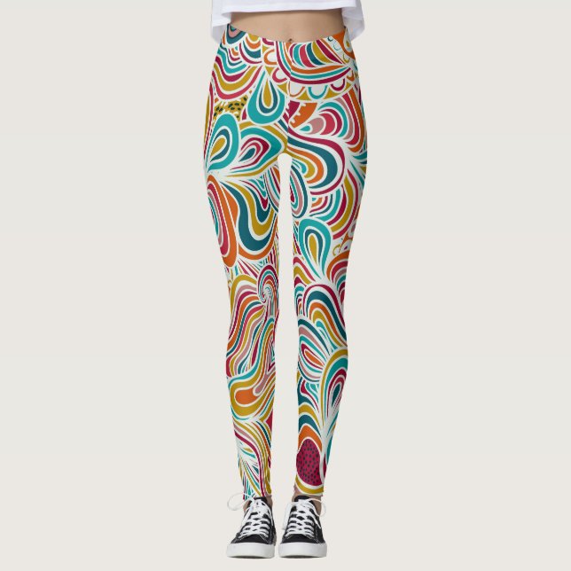 Doodle abstrakt leggings (Vorderseite)