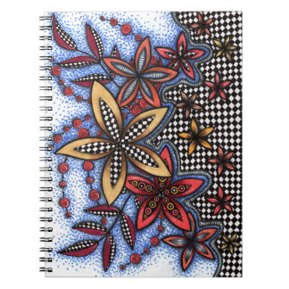 Doodle abstraktes florales Spiralnotizbuch Notizblock