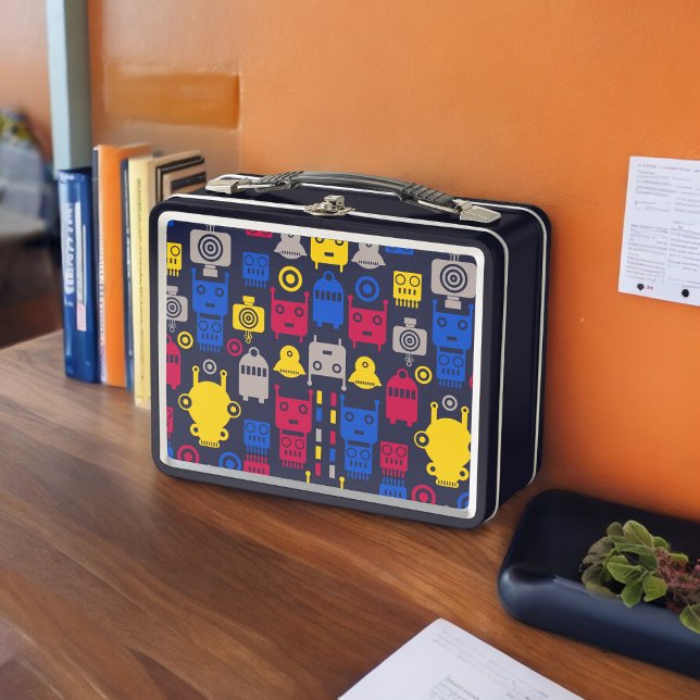 Doodle Alien Spaceship und Robot Muster Metall Brotdose (Lunchbox )