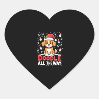 Doodle All The Way Funny Goldendoodle Santa Hat Ch Herz-Aufkleber