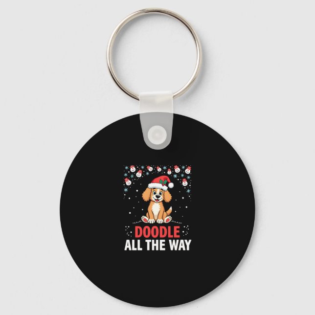 Doodle All The Way Funny Goldendoodle Santa Hat Ch Schlüsselanhänger (Vorderseite)