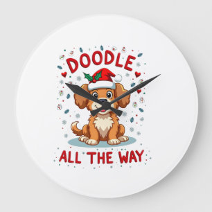 Doodle All The Way Lustige Goldendoodle Weihnachts Große Wanduhr