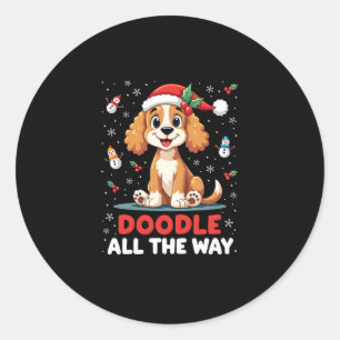 Doodle All The Way Lustige Goldendoodle Weihnachts Runder Aufkleber