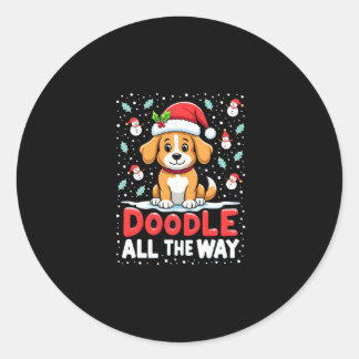 Doodle All The Way Lustige Goldendoodle Weihnachts Runder Aufkleber