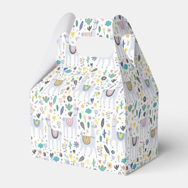 Doodle Alpaca Muster Geschenkschachtel (Vorderseite)