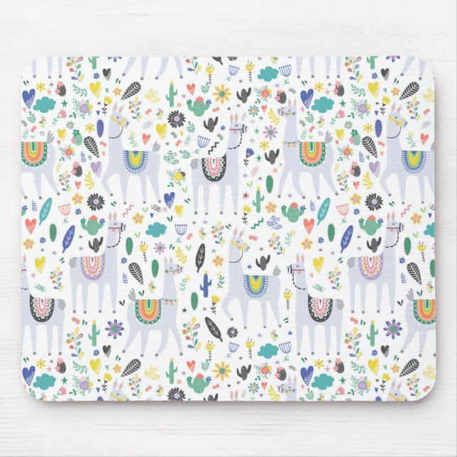 Doodle-Alpaca-Muster Mousepad (Vorne)